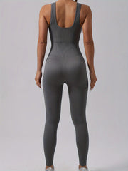 Women's 4-Pack Solid Color Snatched One-Piece Jumpsuit , Form-Fitting Activewear for Everyday Workouts