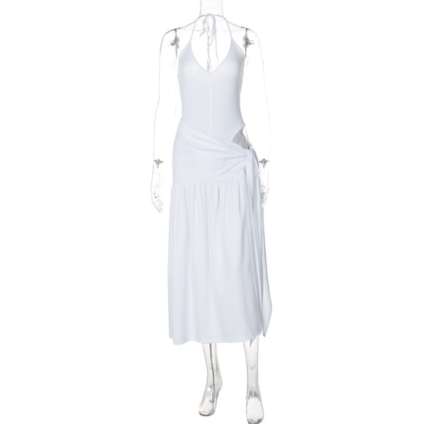 Women's Stylish High Waist Bodycon Design  Knotted Slit Skirt Set