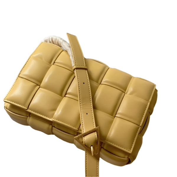 Yellow Women's Cloud Cassette Padded Style Leather Messenger Bag