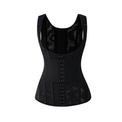Black Women's Waist Trainer with Shoulder Straps Tummy Control Workout Girdle & Body Shaper