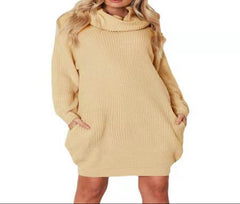 Women's Oversized Cowl Neck Sweater Dress – Cozy Knit Pullover