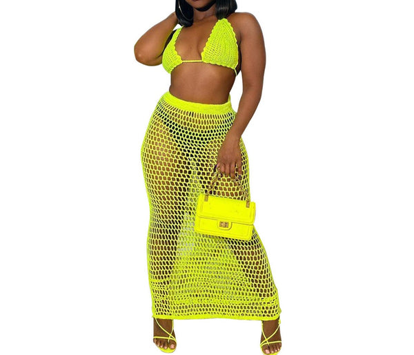 Summer Dream Duo: Knitted Beach Cover-up and Bikini Set