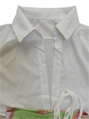 Women's Sheer Two Piece Pant Set Casual Summer Outfit with Crop Top & Front Knot