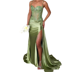 Plus Size Satin Strapless Maxi Corset Dress  Sexy Long Formal Evening Gown