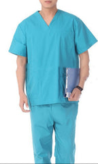 Men's Stretch V-Neck Scrub Set  Multi-Pocket Uniform Pants ,Comfort & Flexibility