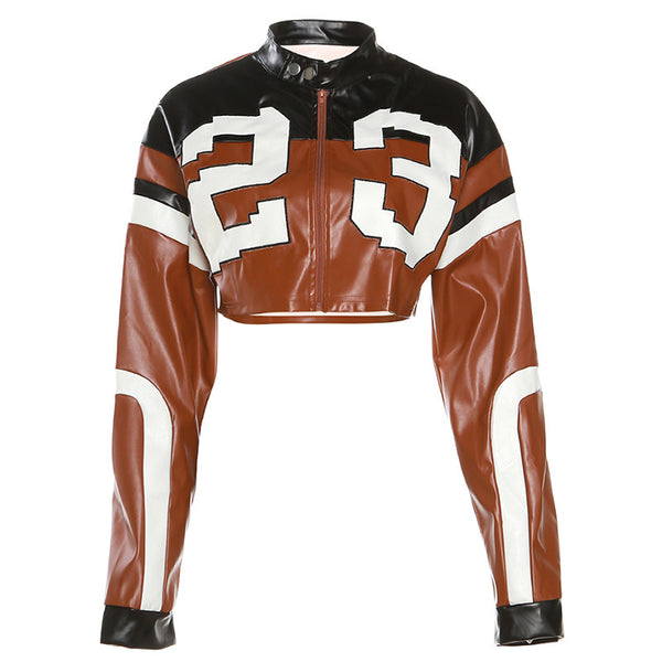 Women's Track Faux Leather Jacket  Stylish, Lightweight, and Versatile Outerwear