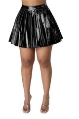 Women's Shimmering Metallic Pleated Mini Skirt –Trendy High Waist Fashion for Night Out