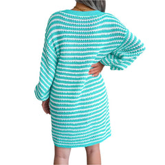 Versatile Striped V-Neck Long Sleeve Sweater Top for Women - Wear as a Dress!