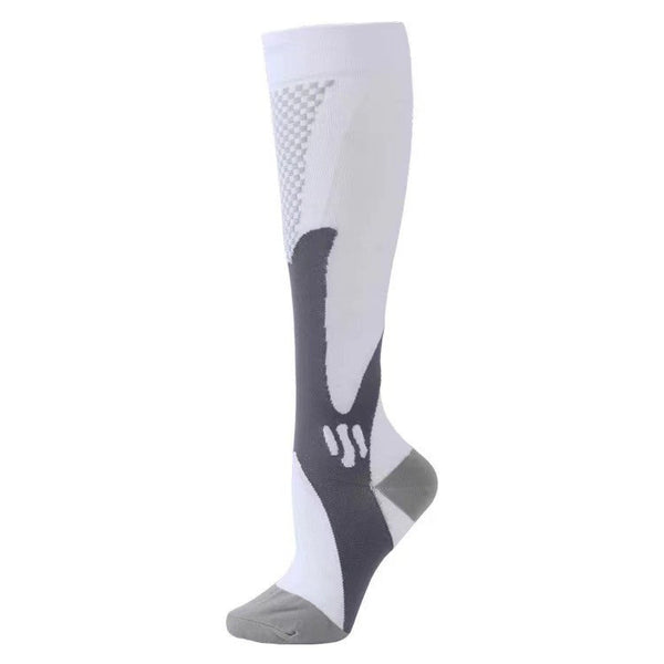 White High-Performance Over-the-Calf Compression Socks for Nurses – Boost Circulation & Comfort