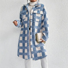 Women’s Plus Size  Heavyweight Throw-On Coat in Stone Plaid