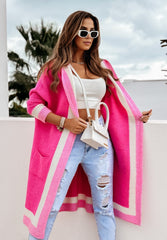 Pink Women's Fashion Versatile Hooded Sweater Jacket