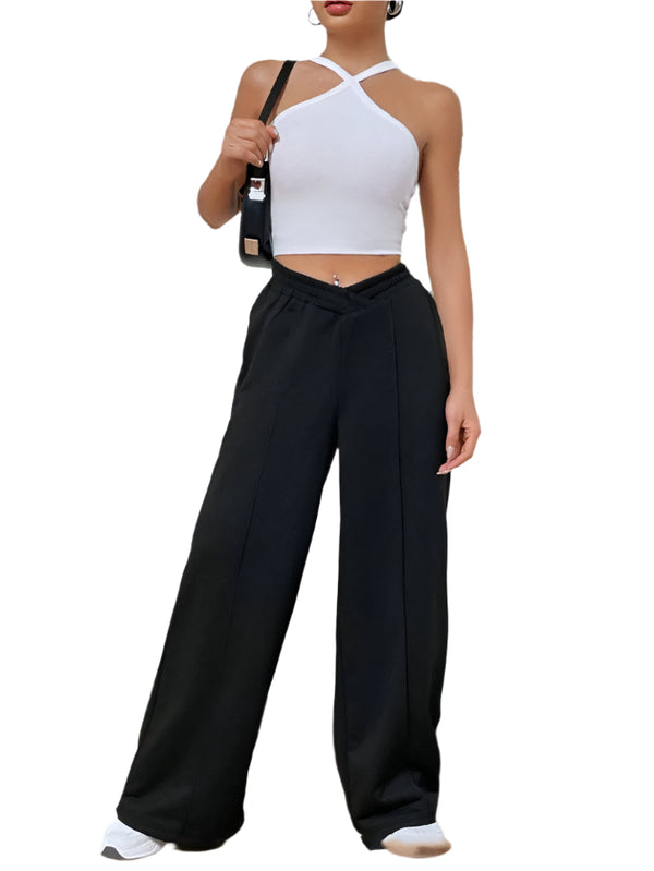 Women's Loose Relax Fit Luxe Essential Wide Leg Pants