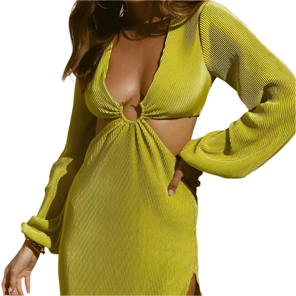 Women's Pleated Maxi Dress Lightweight & Elegant with Pressed Details