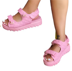 Pink Women’s Luxury Platform Double Band Sandals – Hybrid Style Summer Sandals