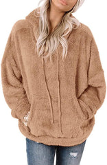 Plus Size Women’s Boxy Oversized  Hooded Cardigan  Cropped Button Front Jacket with Pockets