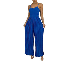 Blue Flow For Jumpsuit Women's Solid Color Wide Leg One Piece