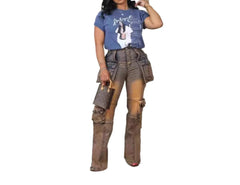 Women's Casual Multi-Pocket Stretch Cargo Jeans  Comfortable Straight Leg Fit Versatile & Stylish