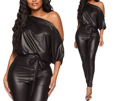 Faux Leather Fall Fusion Jumpsuit