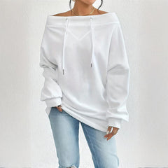 White Plus Size Women’s Off Shoulder Oversized Waffle Sweatshirt Cozy Big Hug Pullover Top