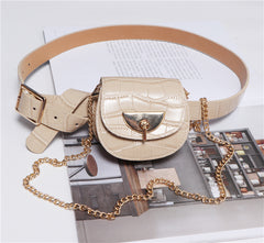 Women's White Chic Link Belt Pouch Bag