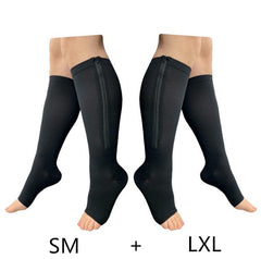 Silver Steps EZ Zip Open Toe Compression Socks 20-30 mmHg – Zippered Stockings