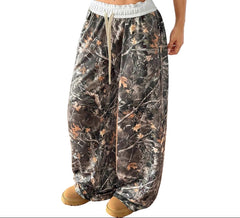 Plus Size Women’s Camouflage Cargo Pants  Low-Rise Sweatpants for Casual Streetwear