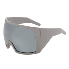 Gray Women's Designer Style Oversized Mask Sunglasses Shield Frame UV Protection
