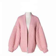 Pink Kamilla Women’s Chunky Knit Cardigan Cropped Crochet Fall Jacket