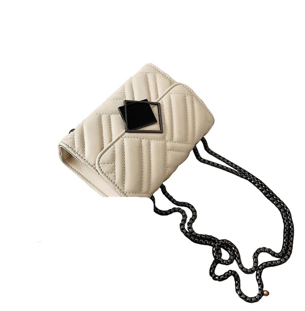 White Women's Khelsea  Inspired Shoulder Bag PU Lining Zipper Pocket
