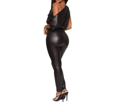 Faux Leather Fall Fusion Jumpsuit
