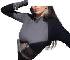 Mesh Patchwork Corset Top Sexy Clubwear for Women