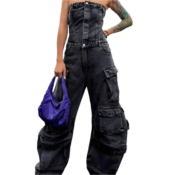 Black Denim Women's Jumpsuit  Effortless Style & All-Day Comfort