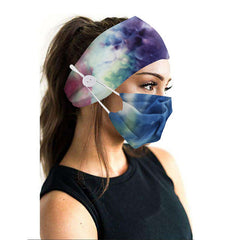 Blue Fashionable Non-Slip Nursing Headbands for Women - Ear Protection with Mask Button