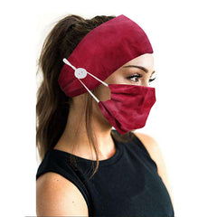 Wide Non-Slip Nurse Sweat Headband  Elastic Ear Protection with Mask Button