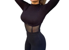 Mesh Patchwork Corset Top Sexy Clubwear for Women