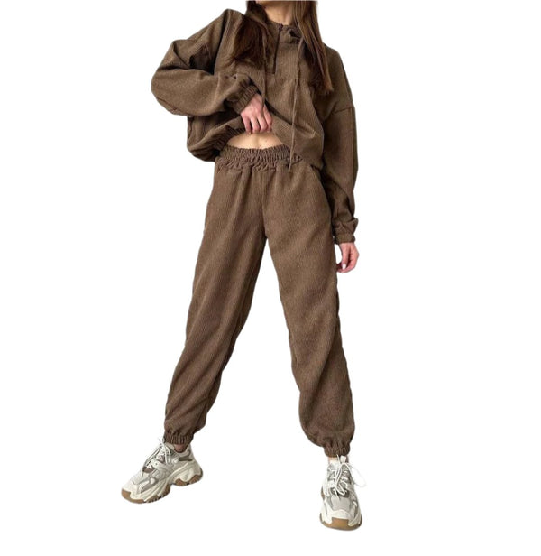 Women's Fashion Long Sleeve Relaxed Hooded Lounge Jogger Set