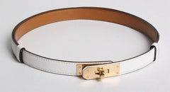 White Luxury Style H Home New Kelly Leather Thin Belt Elegant & Stylish Women's Accessory