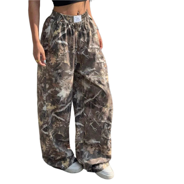 Women's Retro Camo Cargo Baggy Multi-Pocket Streetwear Pant