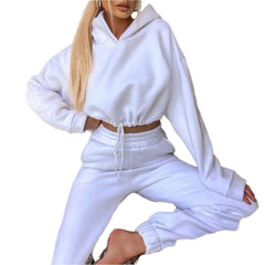 Women's 2-Piece Hooded Tracksuit – Sexy Long Sleeve Casual Fitness Set