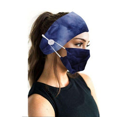 Wide Non-Slip Nurse Sweat Headband  Elastic Ear Protection with Mask Button
