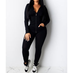 Effortless Elegance: Sultry Chic Solid Color Hooded Yoga Pant Set - Shop Now!