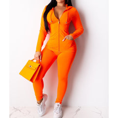 Women's Summer Sultry Chic Casual Solid Color Hooded Pant Set