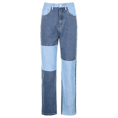 High-Rise Straight-Leg Jeans for Women with Bold Color Contrast