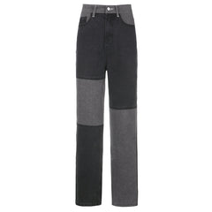 High-Rise Straight-Leg Jeans for Women with Bold Color Contrast
