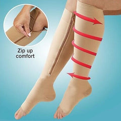 Silver Steps EZ Zip Open Toe Compression Socks 20-30 mmHg – Zippered Stockings