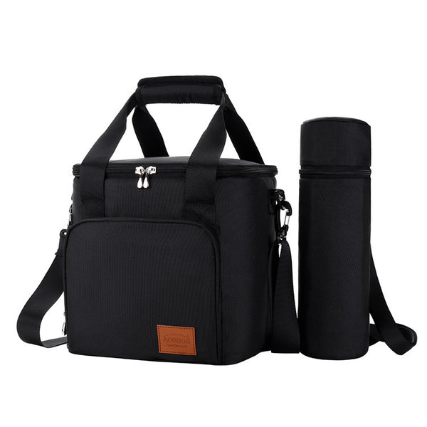 Black Thermal Lunch Bag  Insulated Travel Tote with Canister Carrier  Stylish & Functional Cooler Lunch Bag