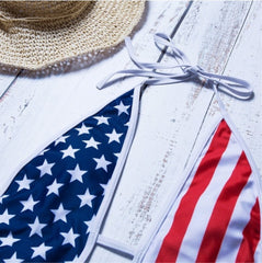 Stars & Stripes Deep V Swimsuit Sexy Patriotic One-Piece for 4th of July & Summer Parties