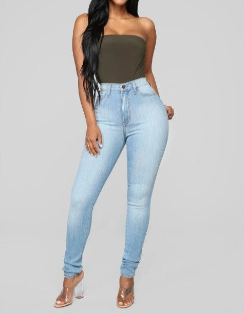 Light Blue Contour Curve Denim Jeans