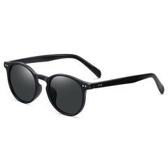 Black Retro Check Round Shades