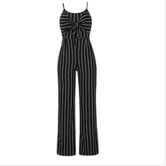 Stripes & Stilettos Halter Cut-Out Belted Jumpsuit